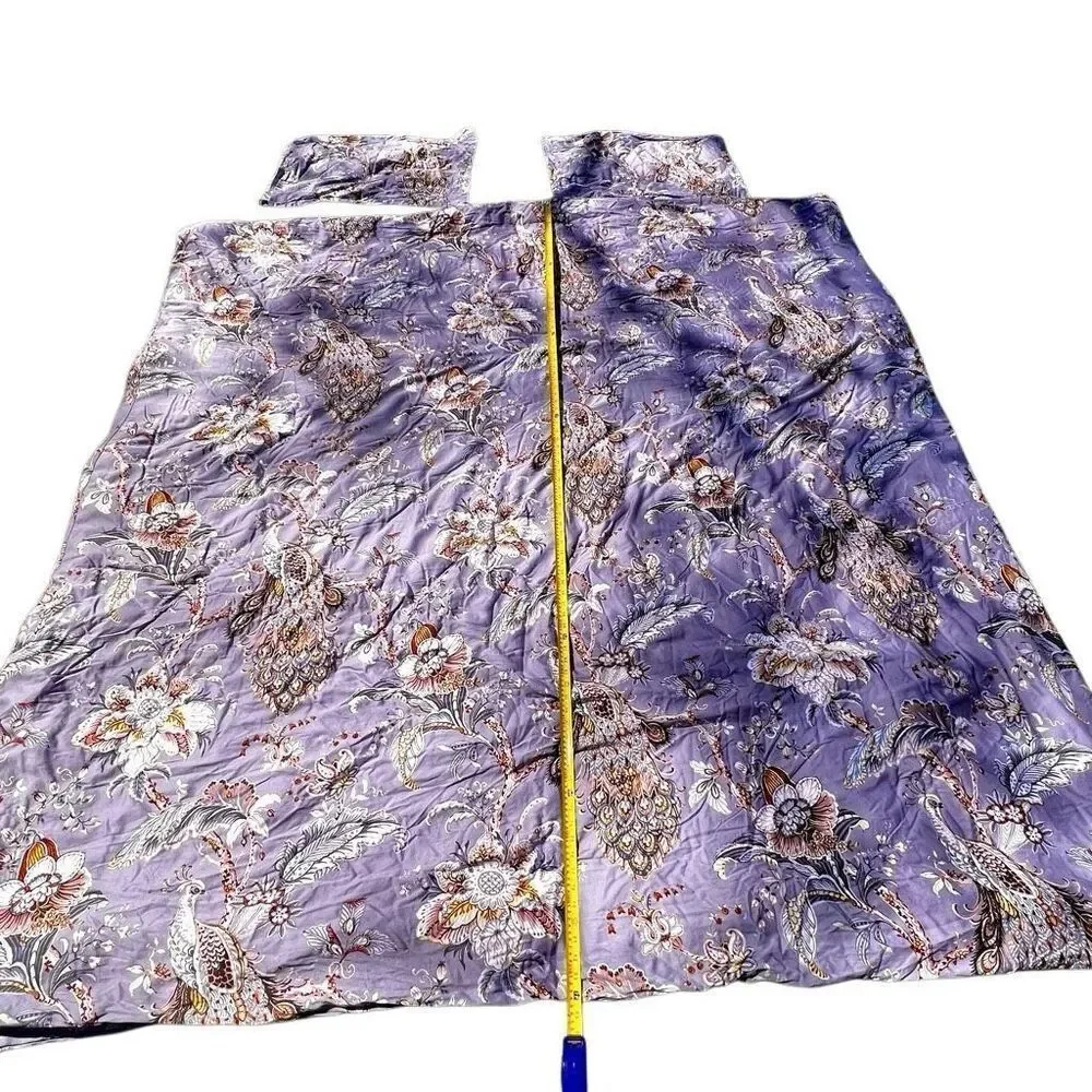 Tahari Home Luxury King 3 Piece Duvet Cover Set Peacock Jacobean Birds King Size